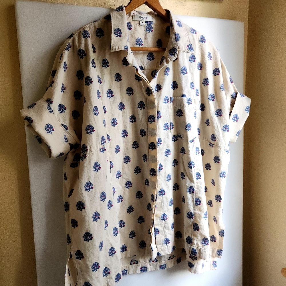 Madewell button down rolled short sleeve top